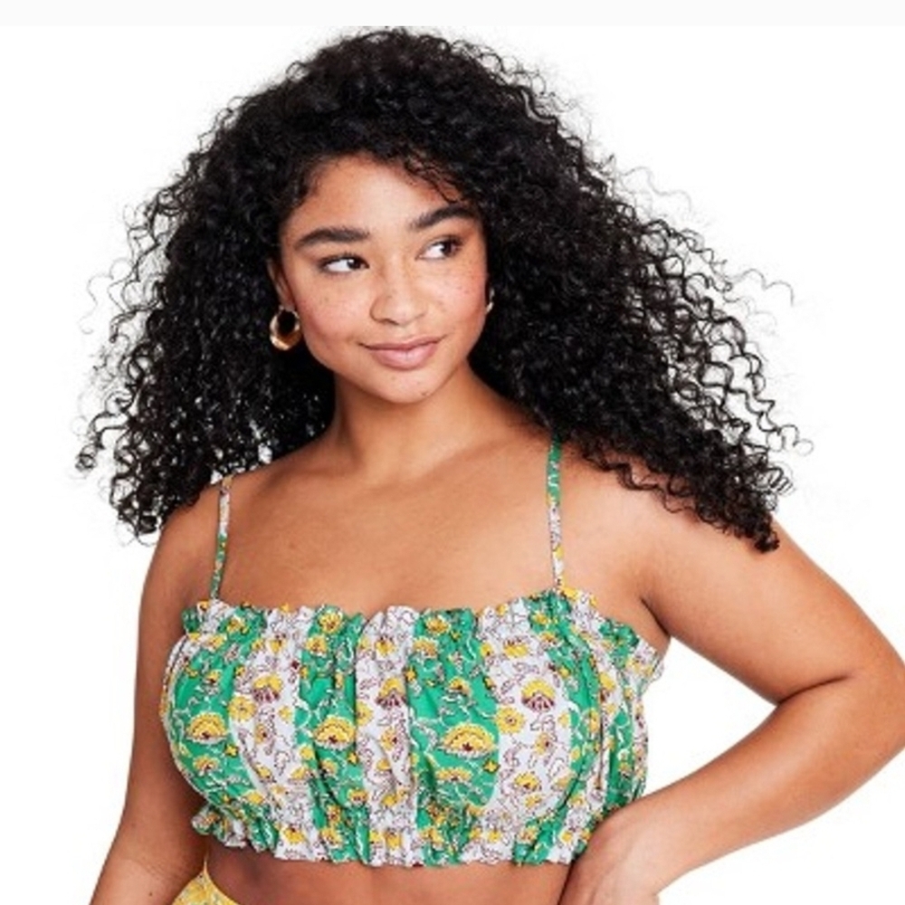 RHODE Green Floral Tank Top